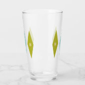 Avocado Green Aqua Stars & Diamonds Mid Century タンブラーグラス (左)