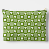 Avocado Green Gingham Heart Patch Plaid アクセサリーポーチ (裏面)