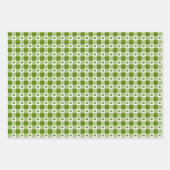 Avocado Green Heart Plaid Gingham Retro Color ラッピングペーパーシート (正面3)