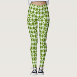 Avocado Green Heart Plaid Gingham Retro Color レギンス
