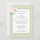 Avocado Green Peach Blush Orchid Flowers Wedding 招待状 (正面)