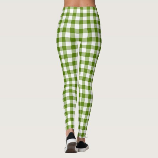 Avocado Green Plaid Gingham Retro Color レギンス (裏面)