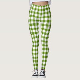 Avocado Green Plaid Gingham Retro Color レギンス