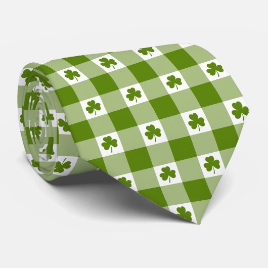 Avocado Green Plaid Shamrock Clover Retro Neck Tie ネクタイ (ロール)