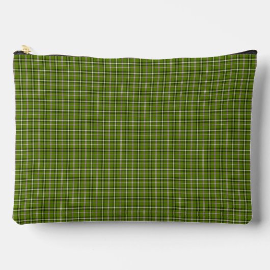 Avocado Green Plaid Windowpane Pattern Retro アクセサリーポーチ (正面)