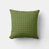 Avocado Green Plaid Windowpane Pattern Retro クッション (正面)