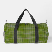 Avocado Green Plaid Windowpane Pattern Retro ダッフルバッグ (裏面)