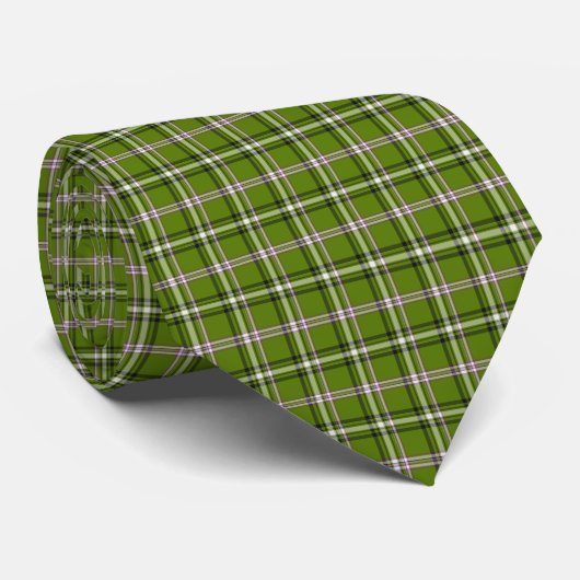 Avocado Green Plaid Windowpane Pattern Retro ネクタイ (ロール)