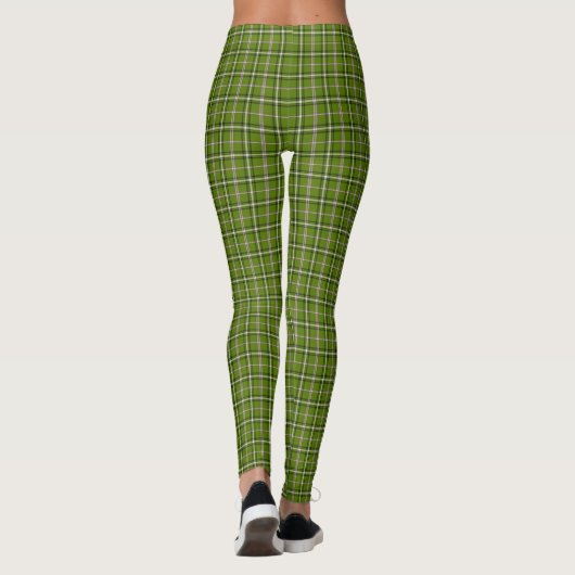 Avocado Green Plaid Windowpane Pattern Retro レギンス (裏面)