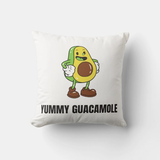Avocado Guacamole Food Kawaii Face クッション (正面)