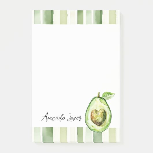 Avocado Heart Green Stripes ポストイット (正面)
