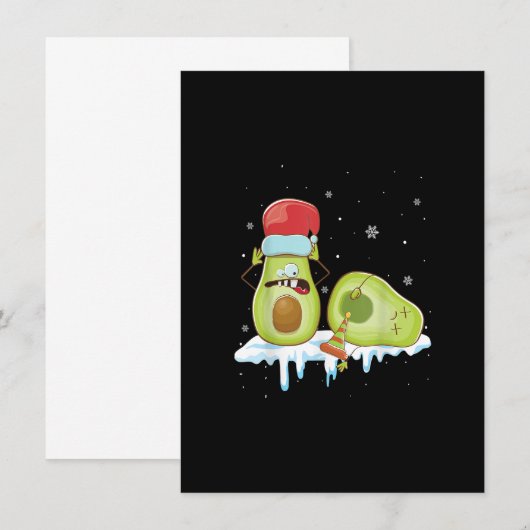 Avocado Merry Christmas Vegan Pajama Santa Hat Fun 招待状 (正面/裏面)
