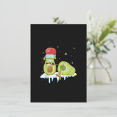 Avocado Merry Christmas Vegan Pajama Santa Hat Fun 招待状 (スタンド正面)