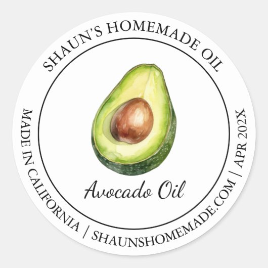 Avocado Oil Modern label ラウンドシール (正面)
