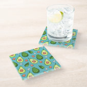 Avocado Pattern Glass Coaster ガラスコースター (アングル)