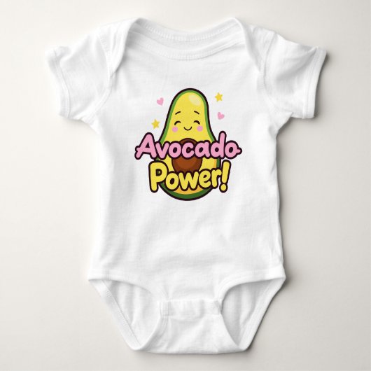 "Avocado Power" cute fruit design Baby ベビーボディスーツ (正面)
