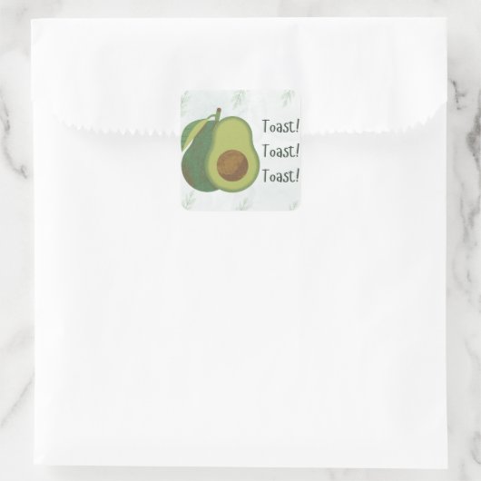 Avocado Toast Sticker – Funny “Toast! Toast! Toast スクエアシール (バッグ)