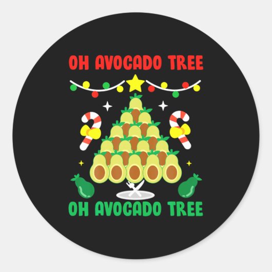 Avocado Tree Funny Food Vegan Christmas Gift  ラウンドシール (正面)