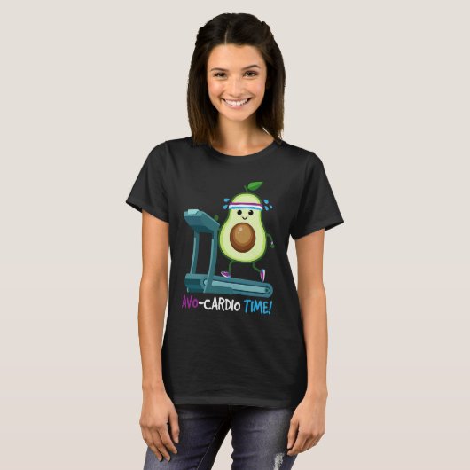 Avocardio Time! Avocado Cardio Jogging Vegan Fitne Tシャツ (正面フル)