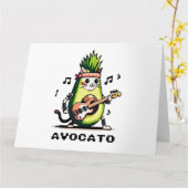 Avocato - おもしろい Pixel Art Avocado Cat 遊's Bass カード (黄色い花)