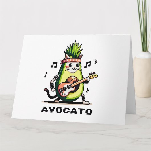 Avocato - おもしろい Pixel Art Avocado Cat 遊's Bass カード (正面)