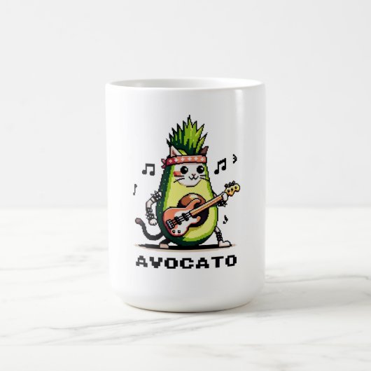 Avocato - おもしろい Pixel Art Avocado Cat 遊's Bass コーヒーマグカップ (中央)