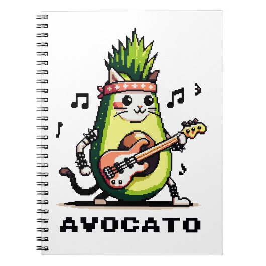 Avocato - おもしろい Pixel Art Avocado Cat 遊's Bass ノートブック (正面)
