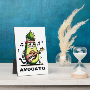 Avocato - おもしろい Pixel Art Avocado Cat 遊's Bass フォトプラーク