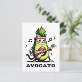 Avocato - おもしろい Pixel Art Avocado Cat 遊's Bass ポストカード (スタンド正面)