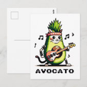 Avocato - おもしろい Pixel Art Avocado Cat 遊's Bass ポストカード (正面/裏面)