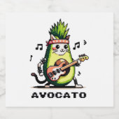 Avocato - おもしろい Pixel Art Avocado Cat 遊's Bass リキュールボトルラベル (シングルラベル)
