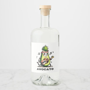 Avocato - おもしろい Pixel Art Avocado Cat 遊's Bass リキュールボトルラベル
