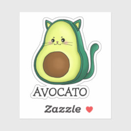 Avocato Cat Avocado Pun Custom-Cut Vinyl Sticker シール