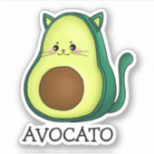 Avocato Cat Avocado Pun Custom-Cut Vinyl Sticker シール (正面)