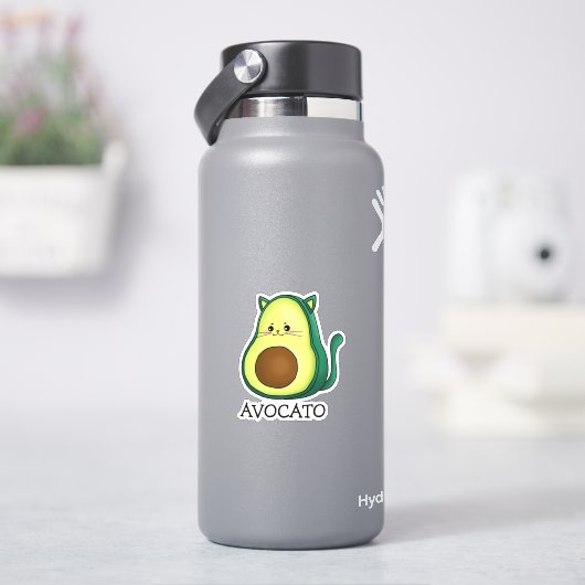 Avocato Cat Avocado Pun Custom-Cut Vinyl Sticker シール (HydroFlask)