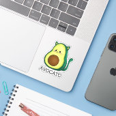 Avocato Cat Avocado Pun Custom-Cut Vinyl Sticker シール (ノートパソコンとiPhone)