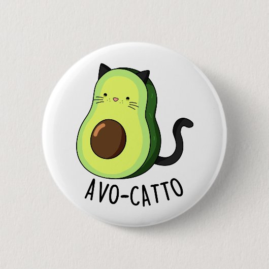 Avocatto Cute Avocado Cat Pun 缶バッジ (正面)