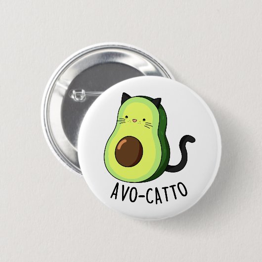 Avocatto Cute Avocado Cat Pun 缶バッジ (正面&裏面)