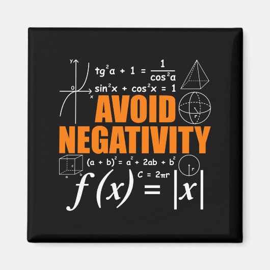 Avoid Negativity Funny Math Mathematician Teacher  マグネット (正面)