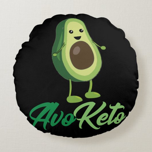Avoketo - Funny Keto Avocado ラウンドクッション (正面)