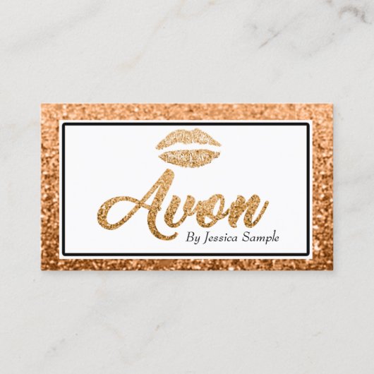 Avonのばら色の金ゴールドの美しいの唇 名刺 (正面)