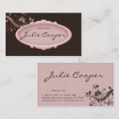 Avonのサロンの名刺のスパの花柄のピンク 名刺 (正面/裏面)