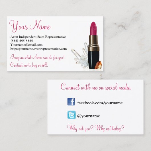 Avonの白い社会的な媒体 名刺 (正面/裏面)