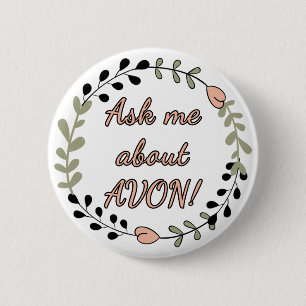 AVONの花柄について私に尋ねて下さい 缶バッジ