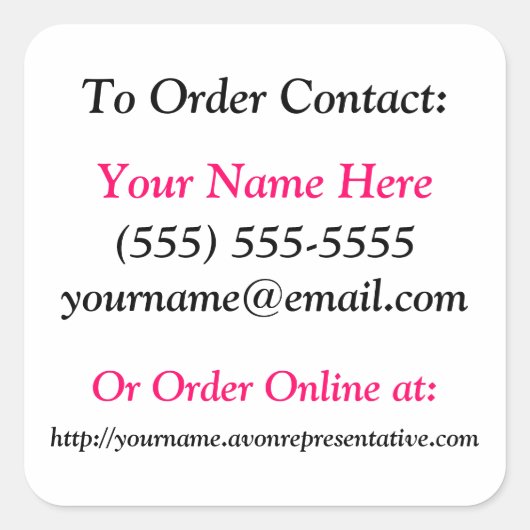 Avonパンフレット貼り付け – 四角 スクエアシール (正面)
