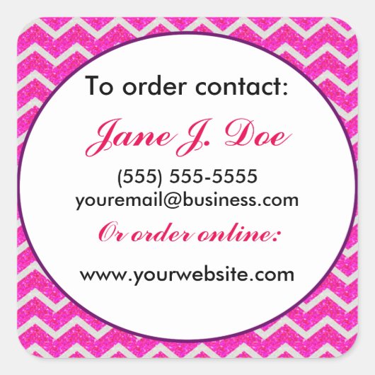 Avon販売パンフレットのステッカー、ピンクのシェブロン スクエアシール (正面)