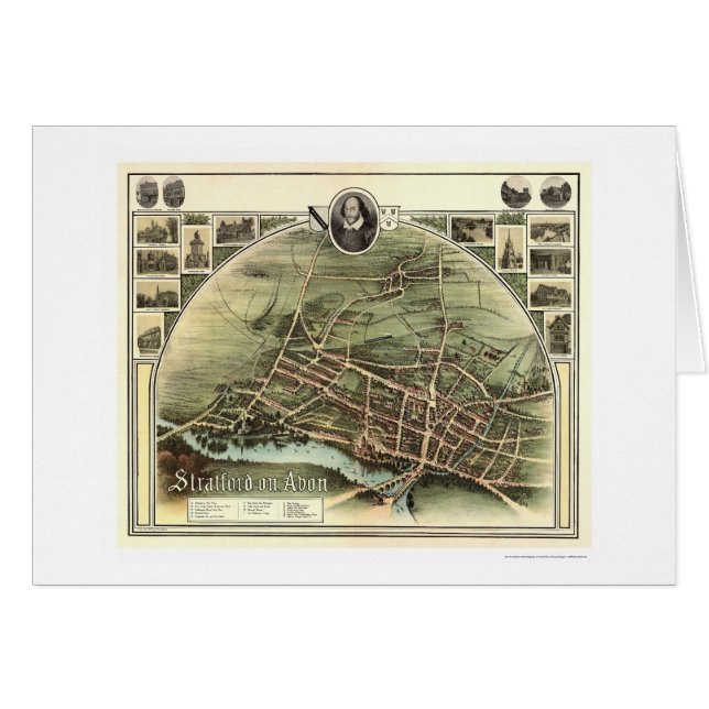 Avon、ブラウン1908年著イギリスのStratfordの地図 (正面横)