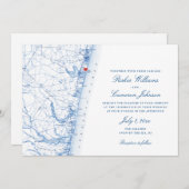 Avon-by-the-Sea NJの地図ネイビーエレガントブルー結婚ズ 招待状 (正面/裏面)