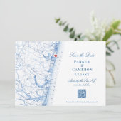 Avon-by-the-Sea NJマップNavy エレガント Blue QR セーブザデート (スタンド正面)