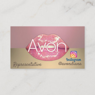 Avon Instagramのロゴピンクと金ゴールド美 名刺